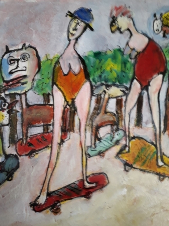 Humlebiens oplevelser nr. 3. 40x40 cm.