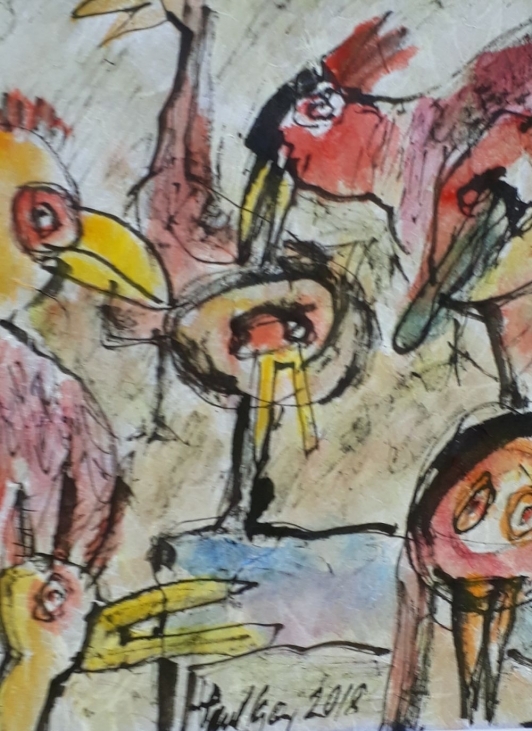 Underlige fugle 2.  30x40 cm.